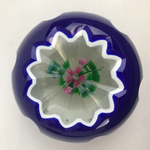Perthshire 1982H Double Overlay Lampwork Floral Bouquet Facet Flower Paperweight - Picture 2 of 13